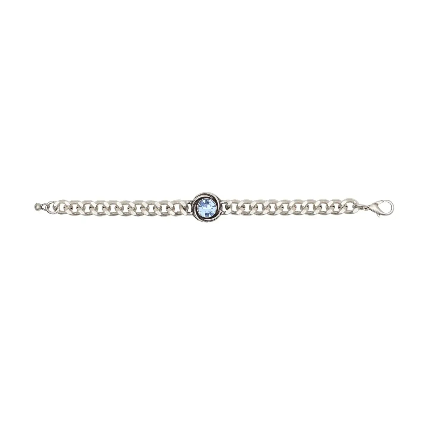Aurelia Blue bracelet featuring 925 silver plating and Swarovski crystals, hypoallergenic, nickel-free, and lead-free.