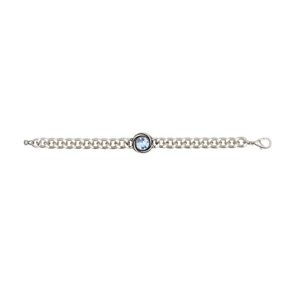 Aurelia Blue bracelet featuring 925 silver plating and Swarovski crystals, hypoallergenic, nickel-free, and lead-free.
